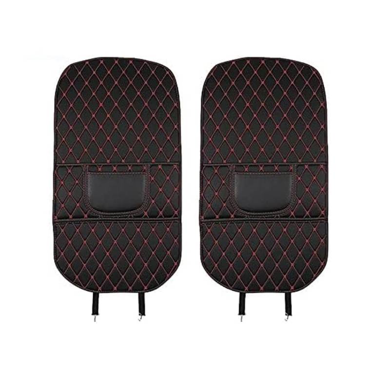 Autositz Rückenlehne Protector für Peugeot 607 2004-2020, Leder Auto Rücksitz Anti Kick Pad Anti-Kick Matten Autositz RüCkenlehnenschutz Auto Rücksitz Schutzpolster,Black red von WRNHZNEW