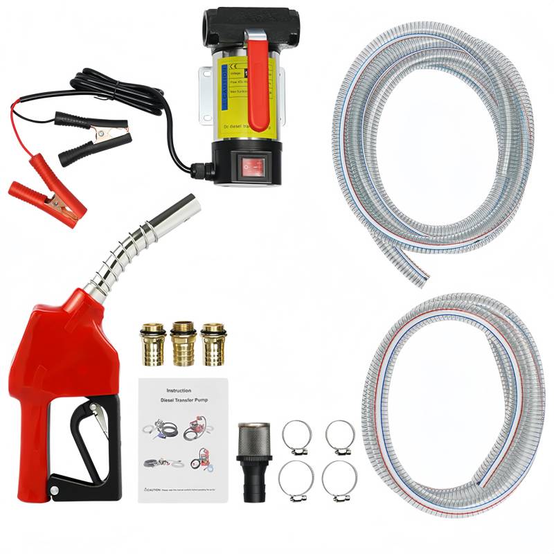 12V Dieselpumpe Selbstansaugend Ölpumpe 175W 45L/min Upgrade Kraftstoffpumpe Selbstansaugend Heizölpumpe Elektrisch Mobile Tankstellen mit 4m+2m Schläuch ＆ Pistole von WSIKGHU