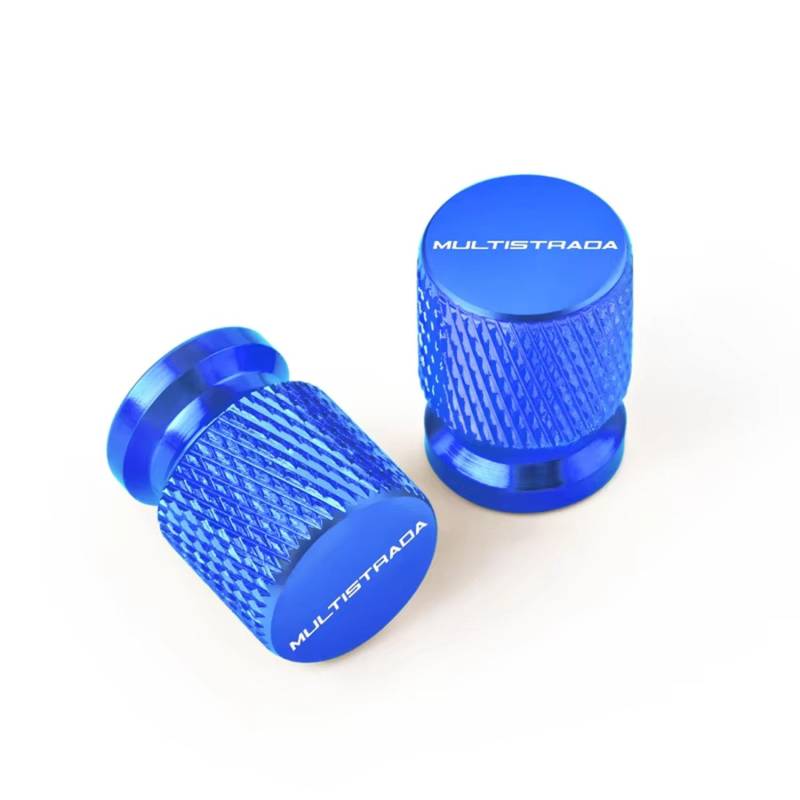 4 Stück Motorrad Ventilkappen für Ducati Multistrada 950 1100 1260 1200 S GT 1200S V4 CNC Aluminium mit Graviertem Logo Staubdichte Reifenkappen Motorradventile,Blue Style von WSOPP