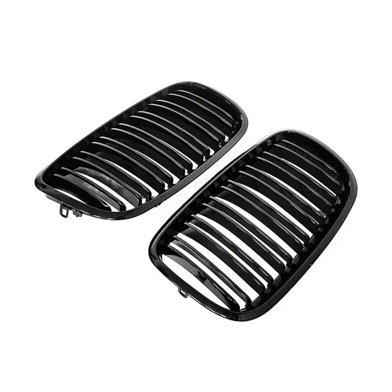 Front Nieren Kühlergrill 1 Paar Frontgrills Für X5/X6 E70 E71 2008 2009 2010 2011 2012 2013 2014 Nierengrill Kohlefaser-Ersatz Frontstoßstangengitter Frontgrill(Double Line Black) von WSUMKH