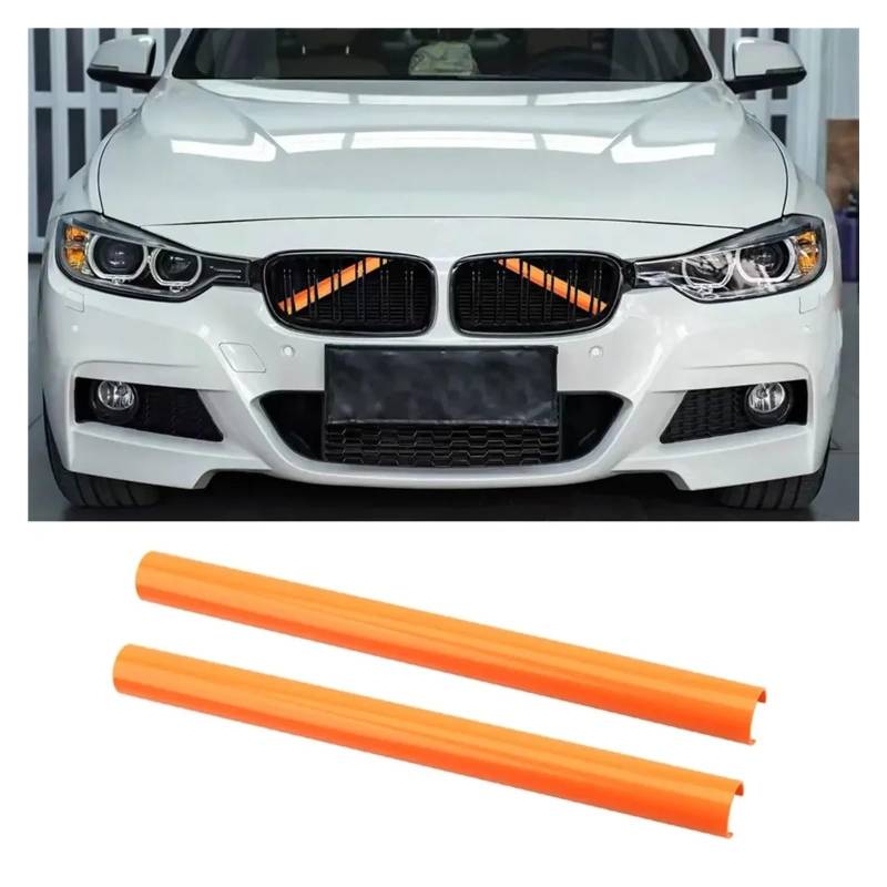 Front Nieren Kühlergrill 2 Stück Auto Streifen Aufkleber Abdeckrahmen Für G30 G38 G01 G02 G05 G06 G07 G32 5 Serie X3 X4 Kühlergrill Zierstreifen Auto Styling Frontgrill(Orange) von WSUMKH