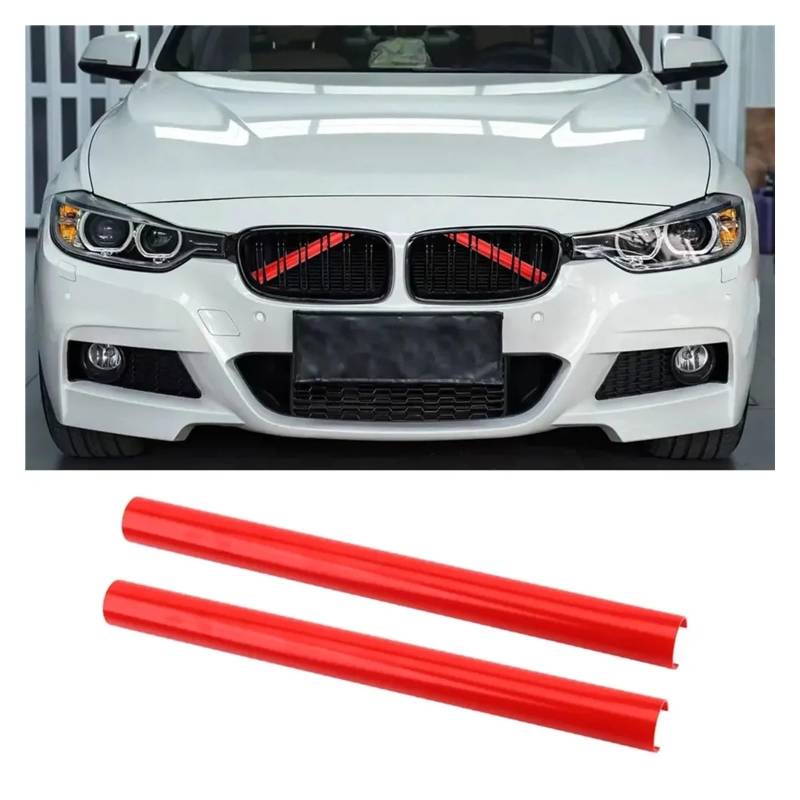 Front Nieren Kühlergrill 2 Stück Auto Streifen Aufkleber Abdeckrahmen Für G30 G38 G01 G02 G05 G06 G07 G32 5 Serie X3 X4 Kühlergrill Zierstreifen Auto Styling Frontgrill(Rot) von WSUMKH