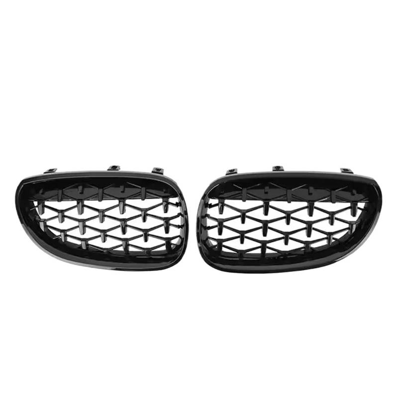 Front Nieren Kühlergrill Frontstoßstangen-Haubengitter Im Chrom-Diamanten-Stil Für 5er E60/E61 M5 325i 2004 2005 2006 2007 2008 2009 Lamellengitter Im Single-Line-Stil Frontgrill(Diamond-Glossy Black) von WSUMKH