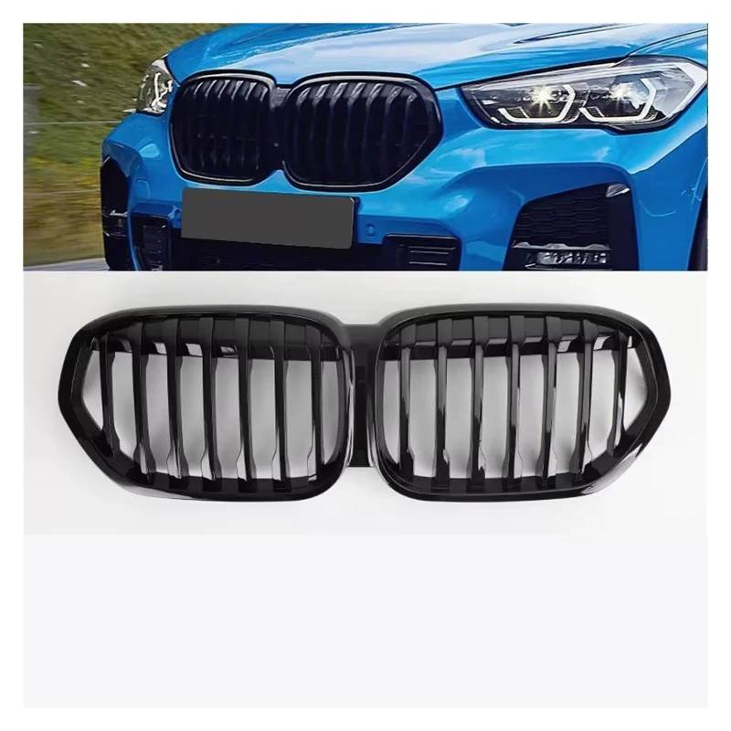 Front Nieren Kühlergrill Für X1 F48 2020 2021 2022 SUV SDrive18i SDrive20i XDrive20i Auto Tuning Front Glanz Schwarz Nieren Diamant Grille Frontgrill(GB Single Slat) von WSUMKH