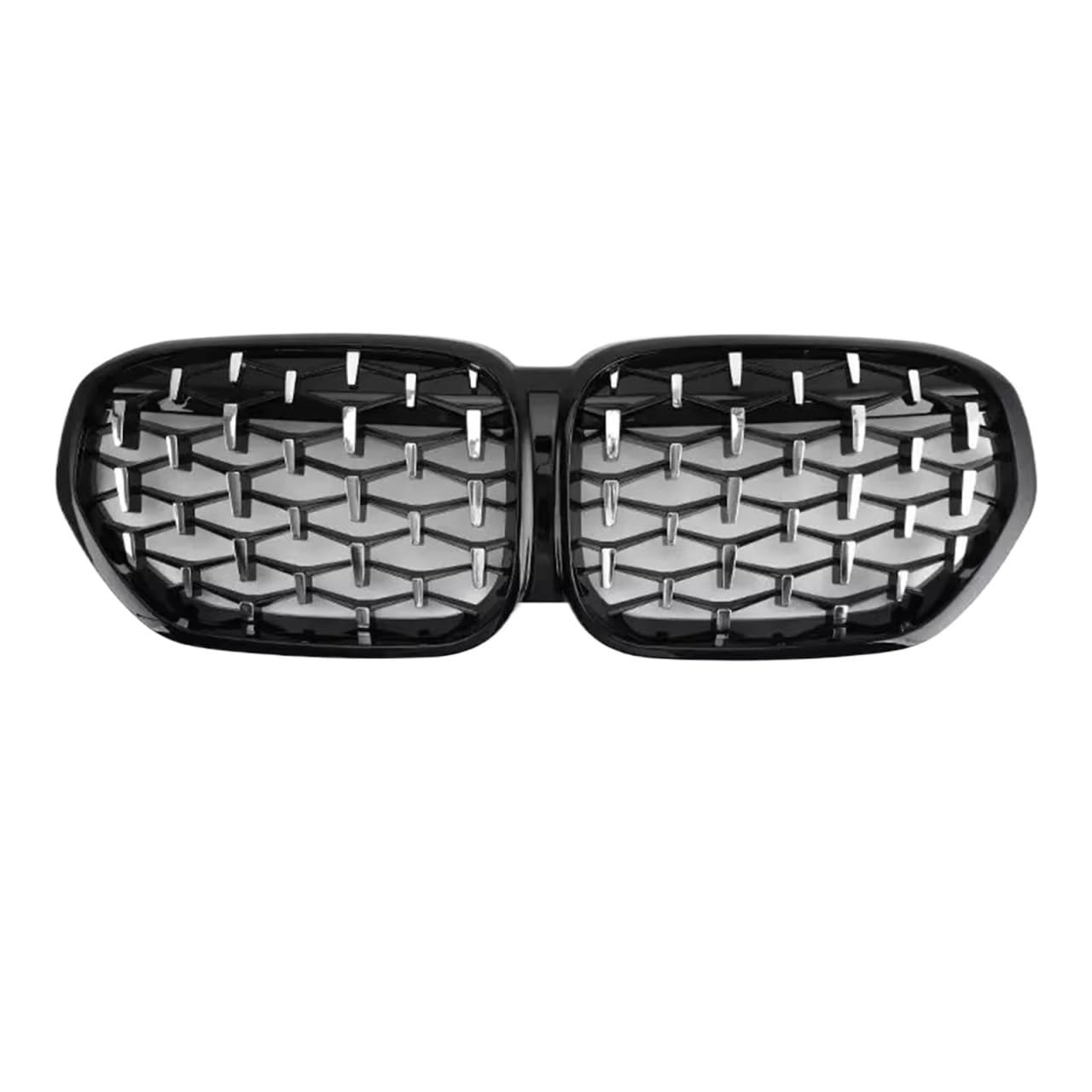 Front Nieren Kühlergrill Für X1 F48 2020 2021 2022 SUV SDrive18i SDrive20i XDrive20i Auto Tuning Front Glanz Schwarz Nieren Diamant Grille Frontgrill(Silber) von WSUMKH