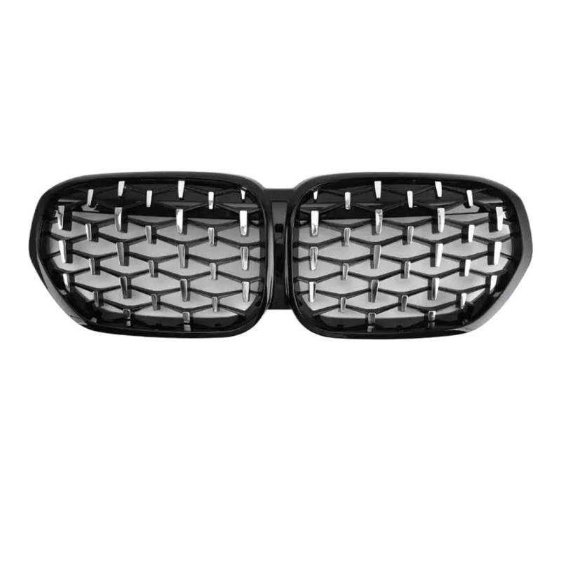 Front Nieren Kühlergrill Für X1 F48 2020 2021 2022 SUV SDrive18i SDrive20i XDrive20i Auto Tuning Front Glanz Schwarz Nieren Diamant Grille Frontgrill(Silber) von WSUMKH
