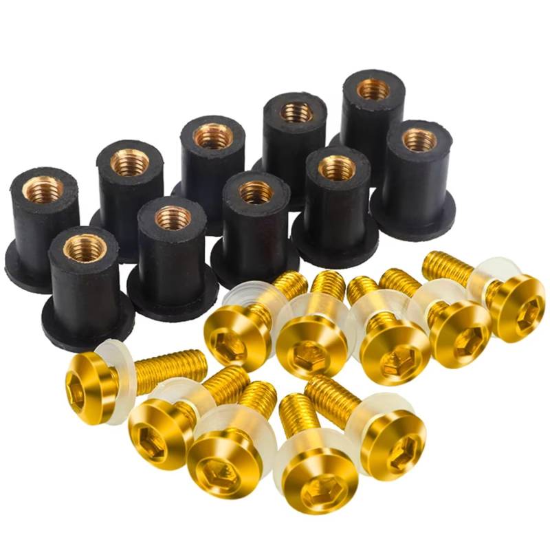 Kompatibel Mit CBR 125R 250R 300R 500R 600 900 954 1000 RR Für CBR650R Für XADV. Motorrad-Windschutzscheibenschrauben-Kits, Windschutzscheiben-M5-Schrauben, 10 Stück Schrauben sbolzen Muttern(Yellow) von WTIXCRQ