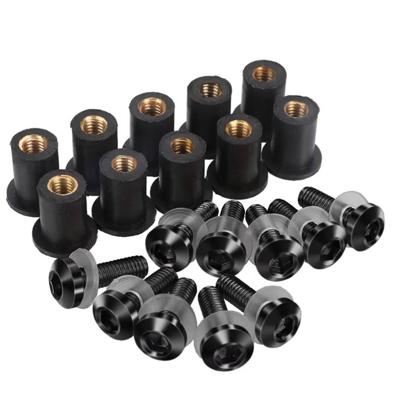 Kompatibel Mit CBR 125R 250R 300R 500R 600 900 954 1000 RR Für CBR650R Für XADV. Motorrad-Windschutzscheibenschrauben-Kits, Windschutzscheiben-M5-Schrauben, 10 Stück Schrauben sbolzen Muttern(Black) von WTIXCRQ
