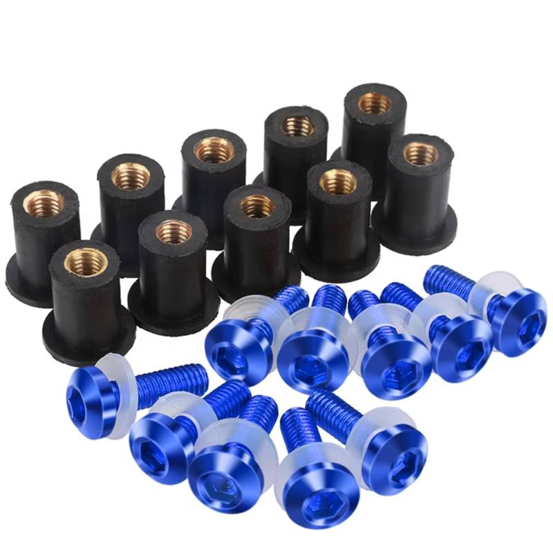 Kompatibel Mit CBR 125R 250R 300R 500R 600 900 954 1000 RR Für CBR650R Für XADV. Motorrad-Windschutzscheibenschrauben-Kits, Windschutzscheiben-M5-Schrauben, 10 Stück Schrauben sbolzen Muttern(Blue) von WTIXCRQ