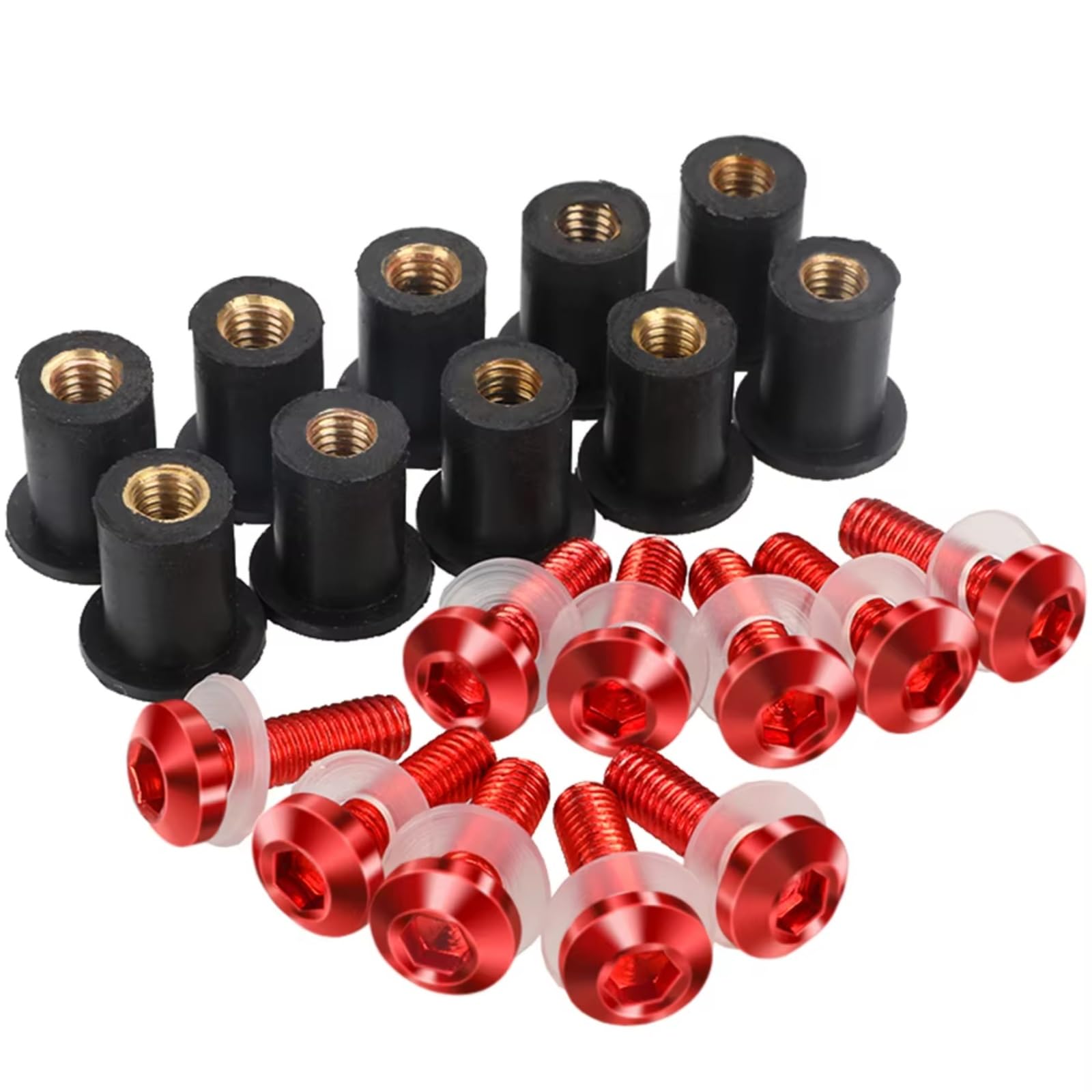 Kompatibel Mit CBR 125R 250R 300R 500R 600 900 954 1000 RR Für CBR650R Für XADV. Motorrad-Windschutzscheibenschrauben-Kits, Windschutzscheiben-M5-Schrauben, 10 Stück Schrauben sbolzen Muttern(Red) von WTIXCRQ