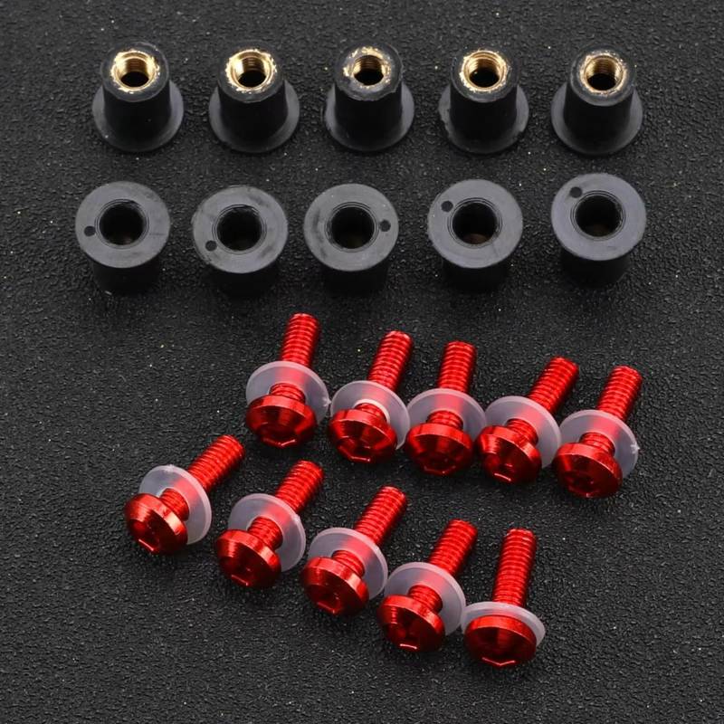 Kompatibel Mit CBR900RR Für CB650F Für XADV 750 Für CRF 250 Motorrad-Windschutzscheibenschrauben Schraube Motorrad-Windschutzscheibenschrauben Schraubverschluss-Kit Schrauben sbolzen Muttern(Red) von WTIXCRQ