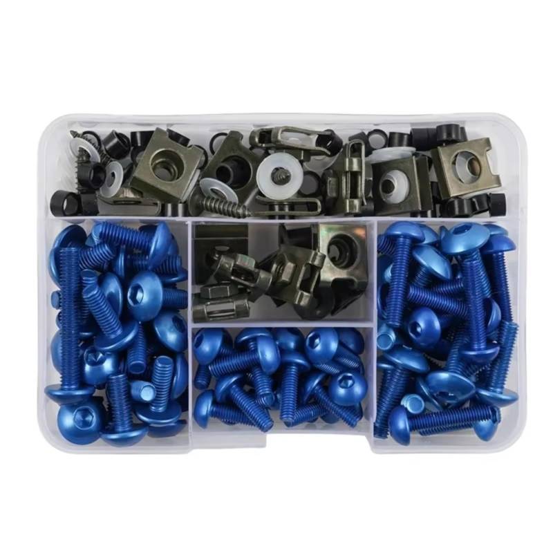 Kompatibel Mit Für Z750 Für Z900 Für Z1000 Für Z800 Motorrad-Verkleidungsschrauben, Schrauben, Motorrad-Karosserieschrauben, Befestigungsmuttern-Set, 177-teilig Schrauben sbolzen Muttern(Blue) von WTIXCRQ