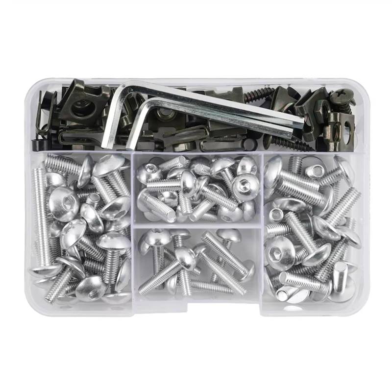 WTIXCRQ Kompatibel Mit CBR600RR Für CBR900RR Für CBR1000RR Für Fireblade Für CBR600F Für CBR1000F Für CBR650F Für CBR1100XX Motorradverkleidungsschraubensatz Schrauben sbolzen Muttern(Silver) von WTIXCRQ