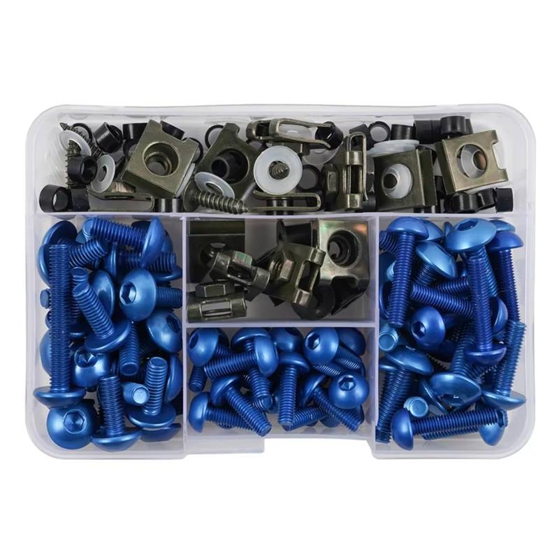WTIXCRQ Kompatibel Mit CBR650R Für CBR600 Für F4i Für CBR600RR Für CBR650F Für CBR250RR Für F2. Motorrad-Verkleidungsschrauben, Schrauben, Mutternsatz, 177 Stück Schrauben sbolzen Muttern(Blue) von WTIXCRQ