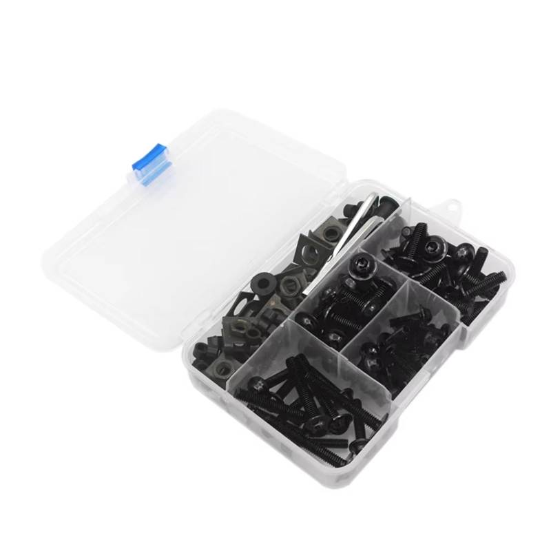 WTIXCRQ Kompatibel Mit Für Klx250 Für Zx9r Für Er6n Für Er6f Für Er5 Motorradverkleidungsschrauben Karosserieschrauben Mutter Motorradschraubensatz Schrauben sbolzen Muttern(Black) von WTIXCRQ