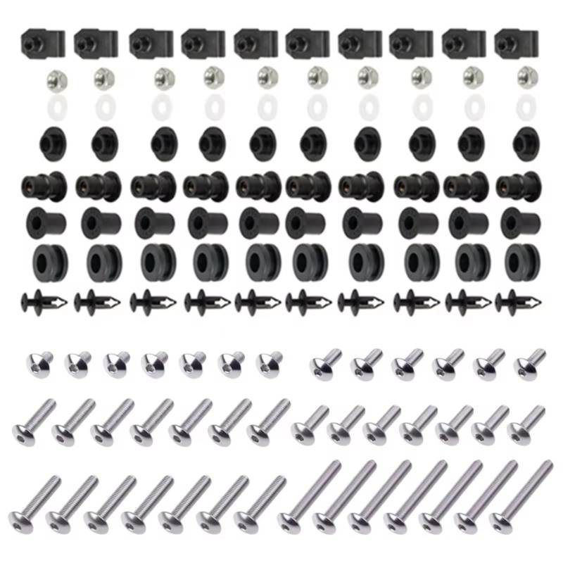 WTIXCRQ Kompatibel Mit Für Ninja 250R 2008 2009 2010 2011 2012. Komplette Karosserieschrauben Für Motorräder. Schrauben Für Motorradverkleidungen. Mutternclip-Kit Schrauben sbolzen Muttern(Silver) von WTIXCRQ