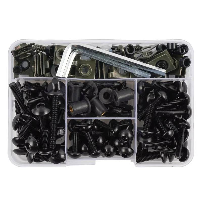 WTIXCRQ Kompatibel Mit Für ZX12R Für ZX14 Für ZX14R Für ZX6R Für ZX7R Für ZX9R Für ZX9R Für ZZR600 Motorrad-Karosserieverkleidungsschrauben-Schraubensatz Schrauben sbolzen Muttern(Black) von WTIXCRQ
