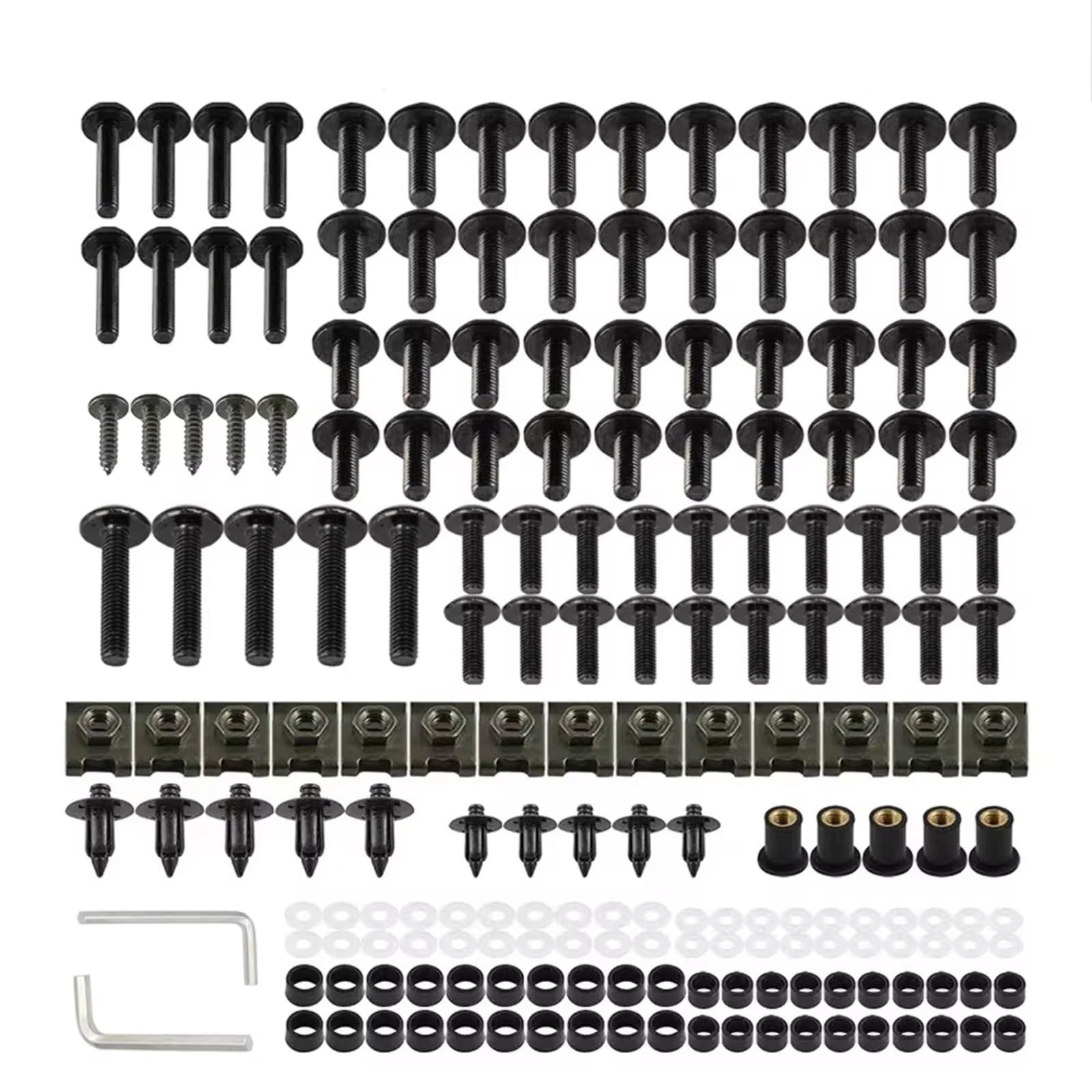 WTIXCRQ Kompatibel Mit Yamaha Für YZF Für R1 Für R15 Für R25 Für R3 Für R6 Für R125 Motorradschrauben Schrauben Motorradverkleidung M5 M6 Schrauben 195 STK Schrauben sbolzen Muttern(Black) von WTIXCRQ