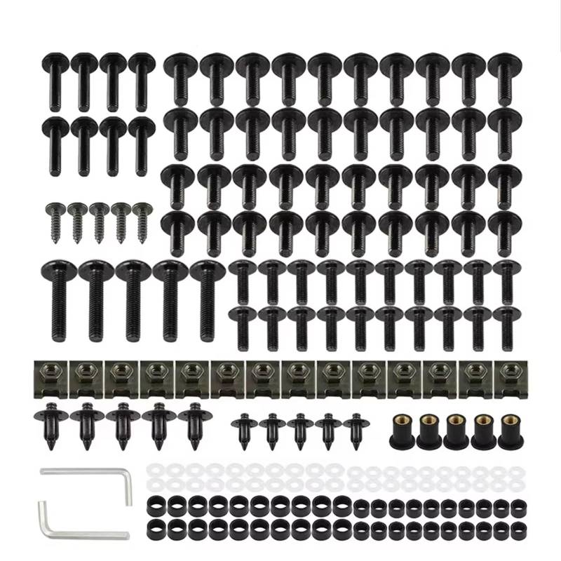 WTIXCRQ Kompatibel Mit Yamaha Für YZF Für R1 Für R15 Für R25 Für R3 Für R6 Für R125 Motorradschrauben Schrauben Motorradverkleidung M5 M6 Schrauben 195 STK Schrauben sbolzen Muttern(Black) von WTIXCRQ