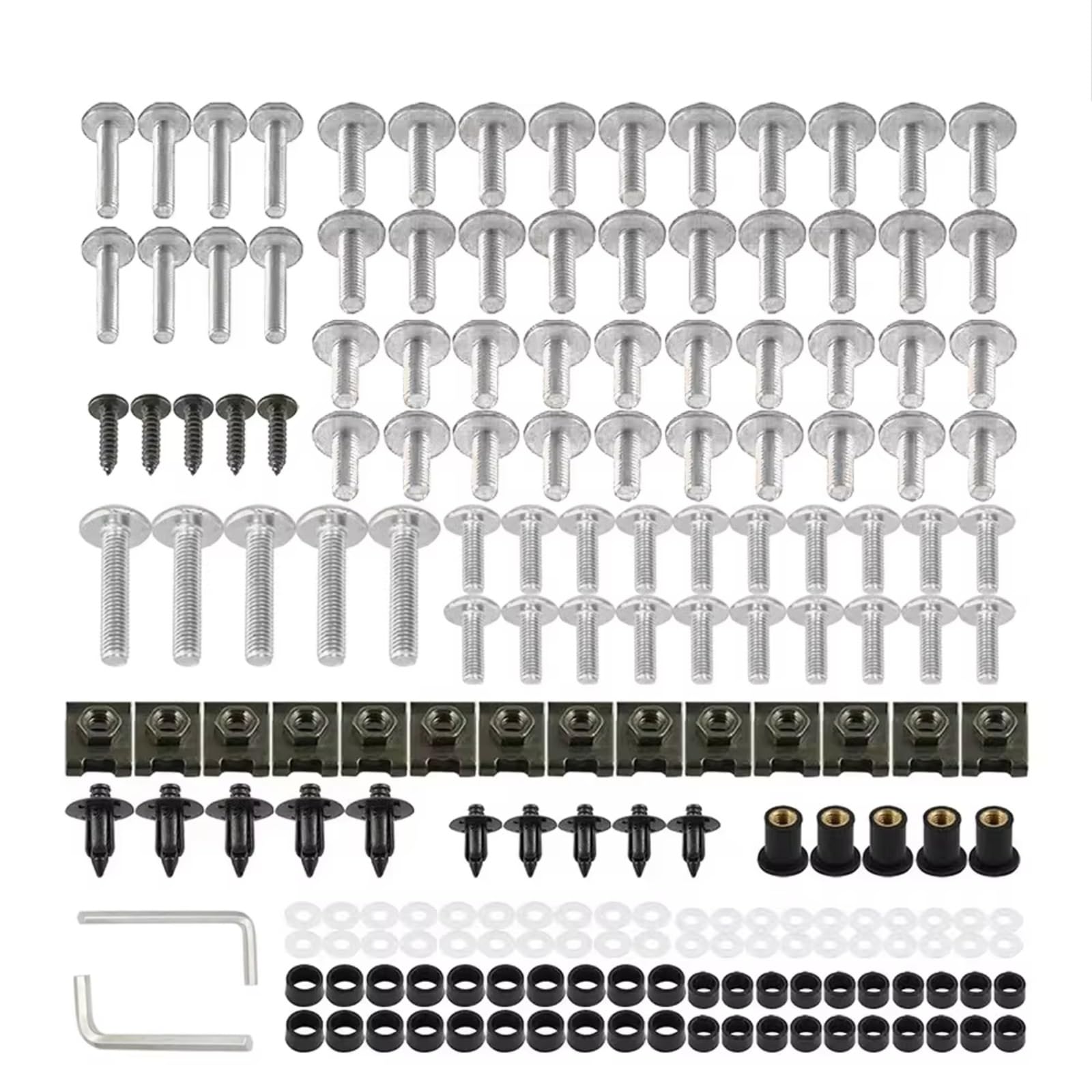 WTIXCRQ Kompatibel Mit Yamaha Für YZF Für R1 Für R15 Für R25 Für R3 Für R6 Für R125 Motorradschrauben Schrauben Motorradverkleidung M5 M6 Schrauben 195 STK Schrauben sbolzen Muttern(Silver) von WTIXCRQ