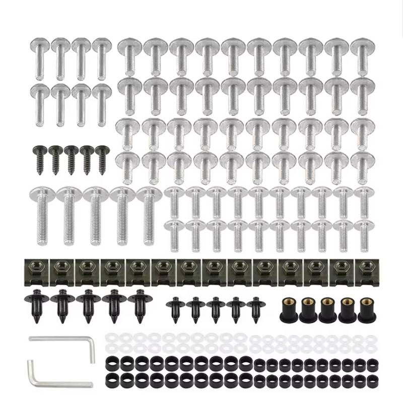 WTIXCRQ Kompatibel Mit Yamaha Für YZF Für R1 Für R15 Für R25 Für R3 Für R6 Für R125 Motorradschrauben Schrauben Motorradverkleidung M5 M6 Schrauben 195 STK Schrauben sbolzen Muttern(Silver) von WTIXCRQ