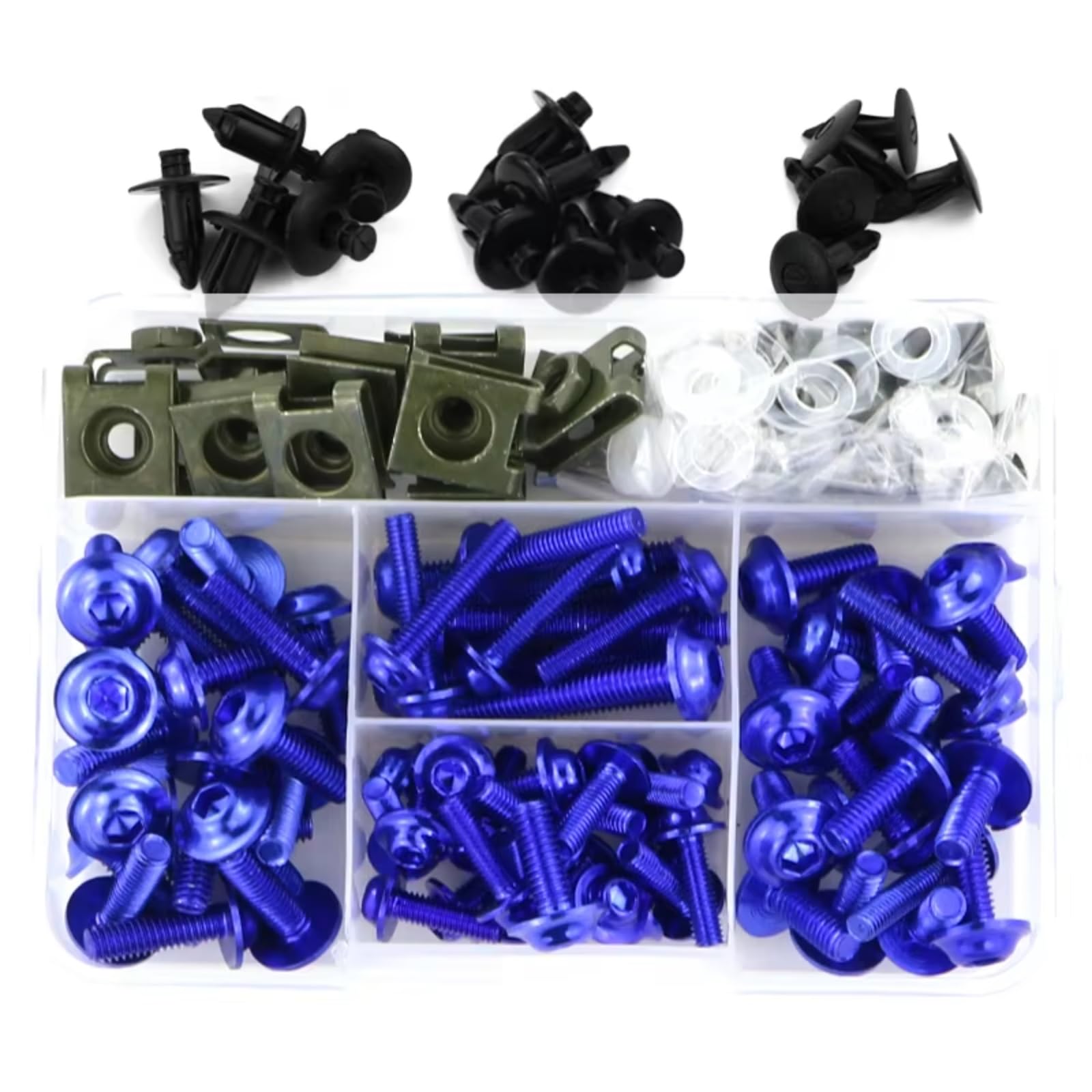 WTIXCRQ Kompatibel Mit Yamaha Für YZF Für R25 Für YZF-R125 Für YZF600R Für FZ6R Für FZ8. Kompletter Karosserieschrauben-Schraubenmutternsatz Für Motorräder Schrauben sbolzen Muttern(Blue) von WTIXCRQ