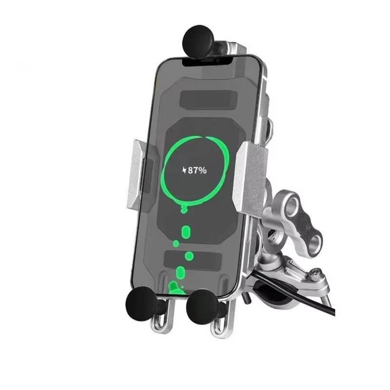 WTXXGQ Motorrad Telefon Halterung Motorrad Reiten Handy-Navigation Halterung Fahrrad Handy Unterstützung Halterung Schnelle Lade Drahtlose Ladegerät Fahrrad Handyhalterung(H) von WTXXGQ