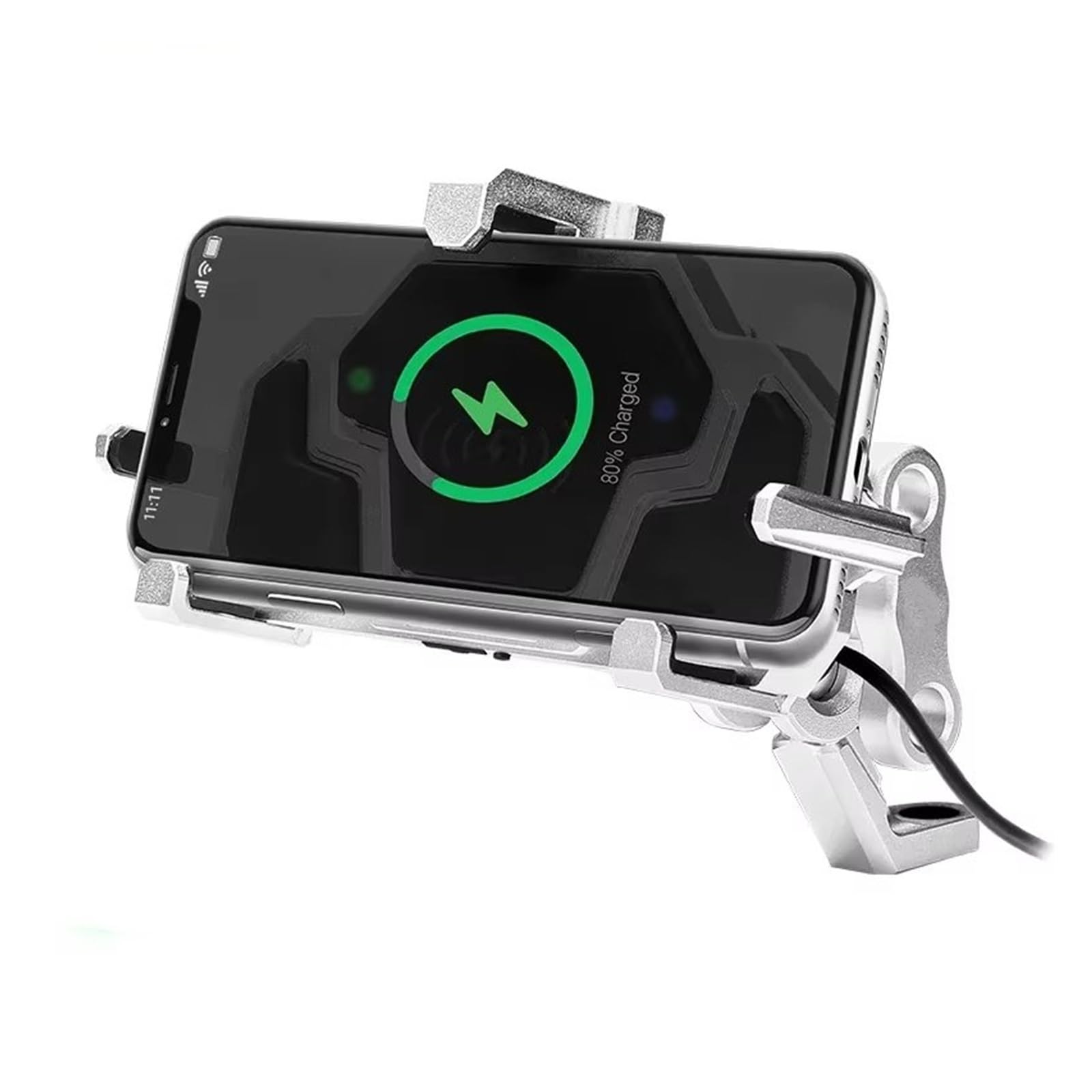 WTXXGQ Motorrad Telefon Halterung Motorrad Stoßfest Navigation Handyhalter Motorrad Stoßdämpfung Aluminiumlegierung 3.0 Schnellladegerät Handyhalter Fahrrad Handyhalterung(E) von WTXXGQ