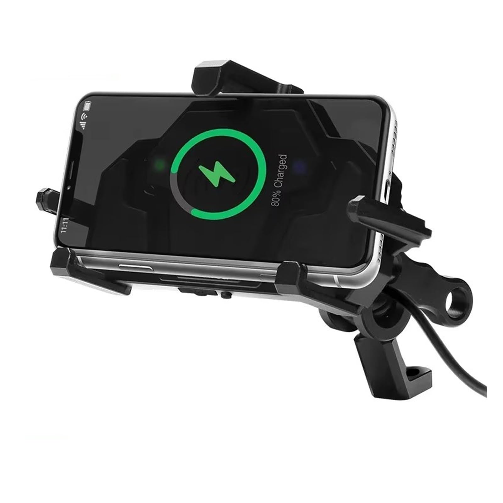 WTXXGQ Motorrad Telefon Halterung Motorrad Stoßfest Navigation Handyhalter Motorrad Stoßdämpfung Aluminiumlegierung 3.0 Schnellladegerät Handyhalter Fahrrad Handyhalterung(F) von WTXXGQ