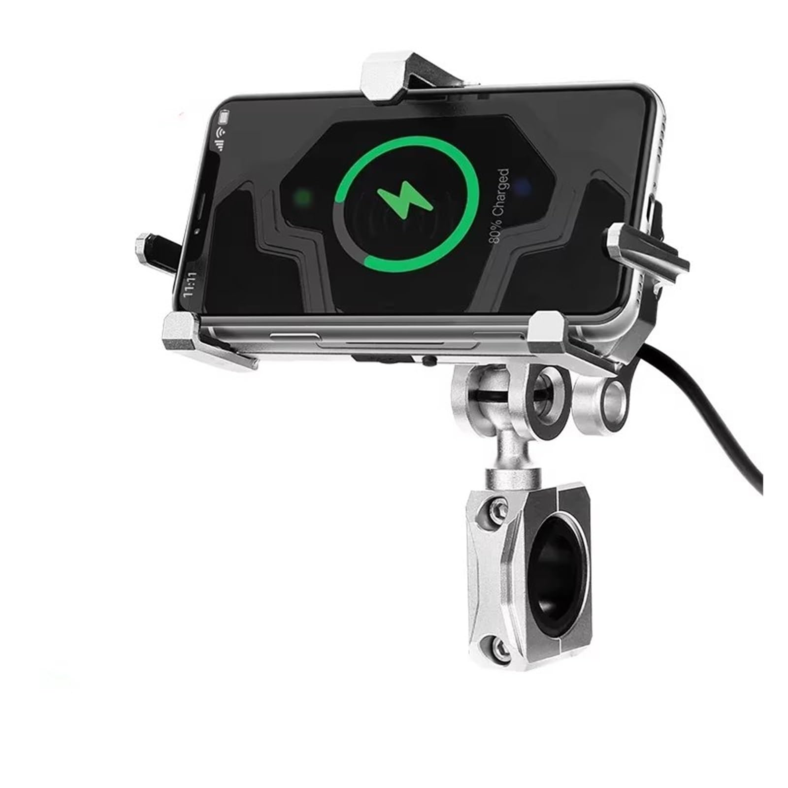 WTXXGQ Motorrad Telefon Halterung Motorrad Stoßfest Navigation Handyhalter Motorrad Stoßdämpfung Aluminiumlegierung 3.0 Schnellladegerät Handyhalter Fahrrad Handyhalterung(G) von WTXXGQ