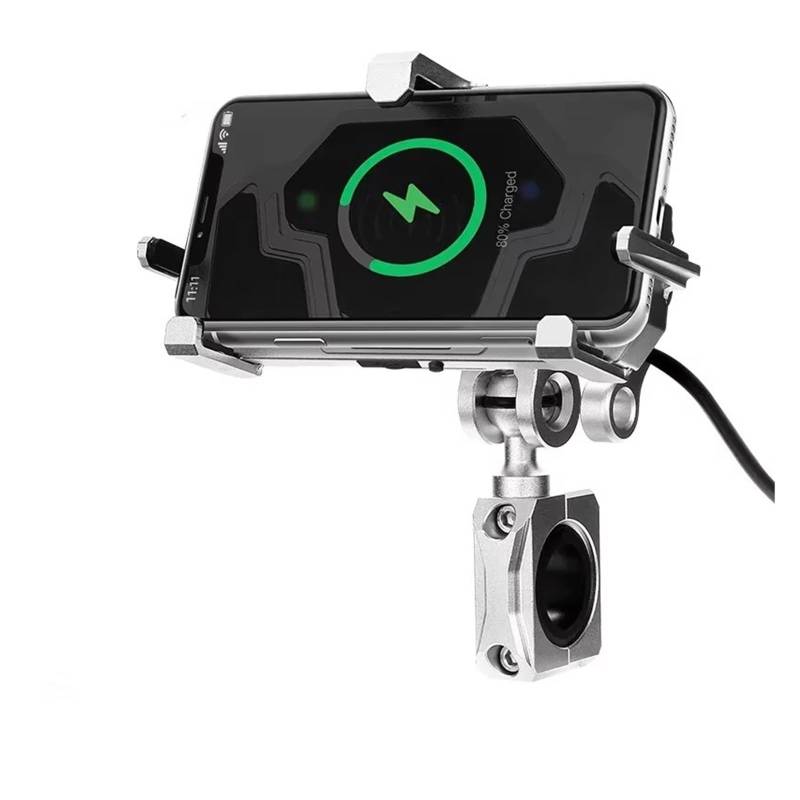 WTXXGQ Motorrad Telefon Halterung Motorrad Stoßfest Navigation Handyhalter Motorrad Stoßdämpfung Aluminiumlegierung 3.0 Schnellladegerät Handyhalter Fahrrad Handyhalterung(G) von WTXXGQ