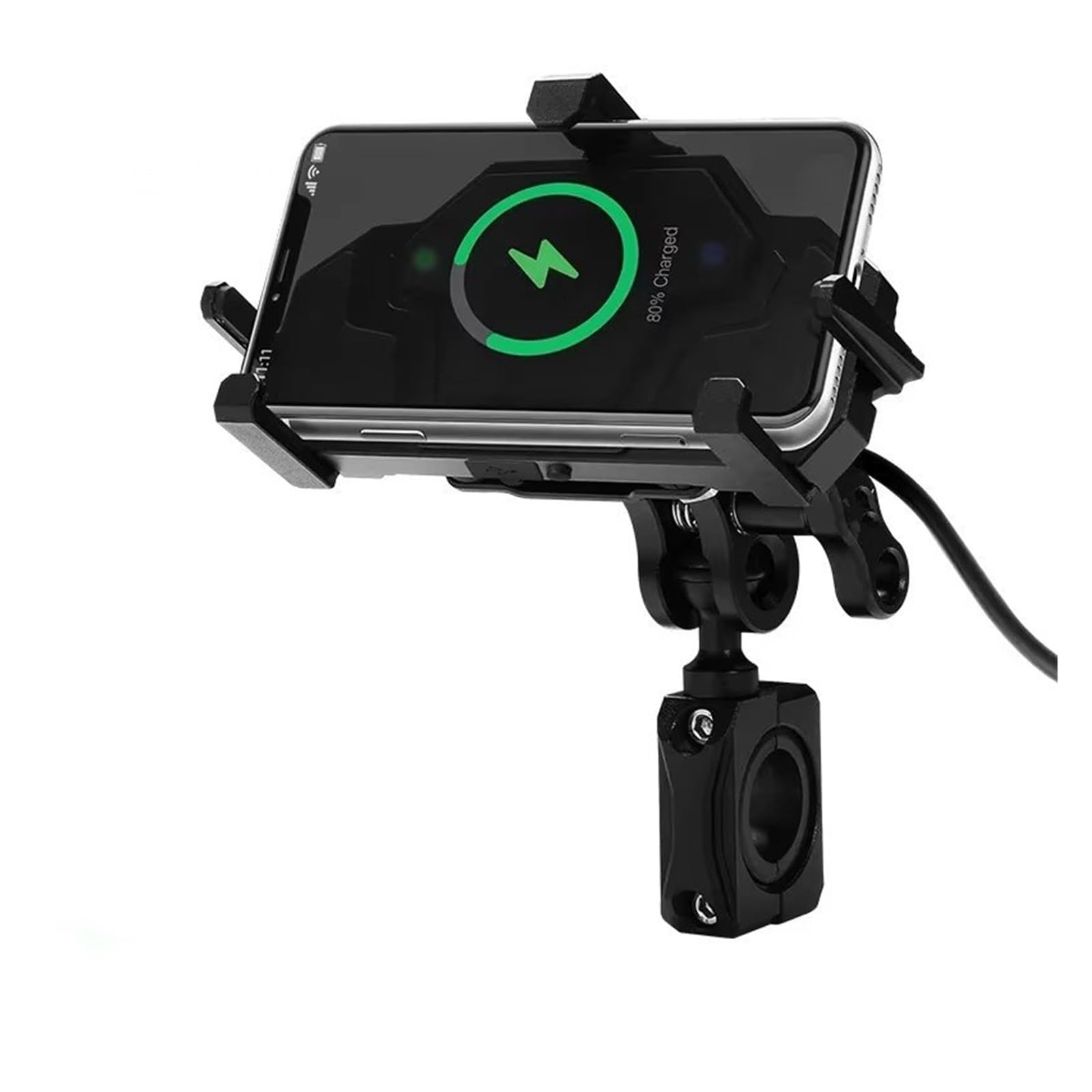 WTXXGQ Motorrad Telefon Halterung Motorrad Stoßfest Navigation Handyhalter Motorrad Stoßdämpfung Aluminiumlegierung 3.0 Schnellladegerät Handyhalter Fahrrad Handyhalterung(H) von WTXXGQ