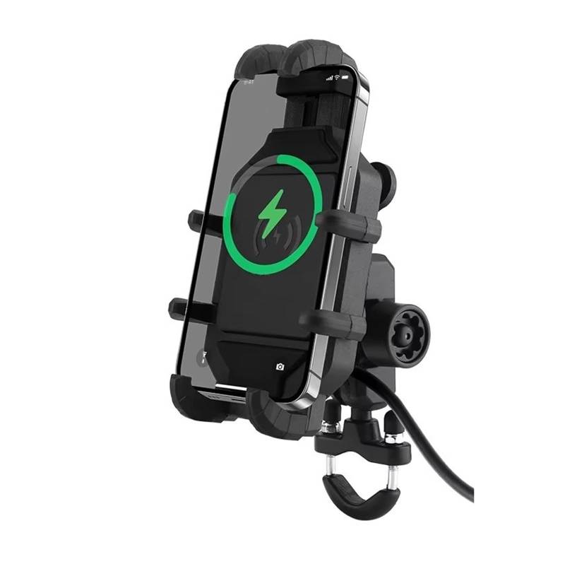 WTXXGQ Motorrad Telefon Halterung Motorrad Telefon Halter Fahrrad Mobilen Ständer Fahrrad Handy Unterstützung Halterung Mit USB QC 3,0 Schnelle Lade Drahtlose Ladegerät Fahrrad Handyhalterung(B) von WTXXGQ