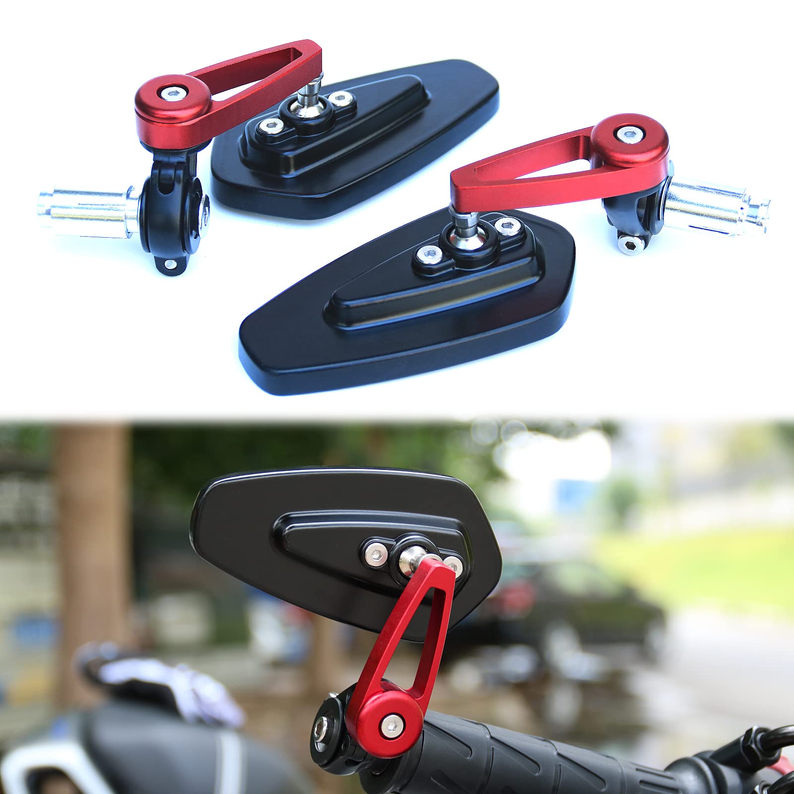 WTZMOTO 2 Stück Motorradspiegel Lenkerendenspiegel für Motorräder, Dual-Sportspiegel, Aftermarket-Teile, kompatibel mit Honda Grom Spiegeln, Yamaha, Kawasaki, Street Sport, Fahrrad, Cruiser, Roller WTZMOTO 2 Stück Motorradspiegel Lenkerendenspiegel für Motorräder, Dual-Sportspiegel, Aftermarket-Teile, kompatibel mit Honda Grom Spiegeln, Yamaha, Kawasaki, Street Sport, Fahrrad, Cruiser, Roller von WTZMOTO
