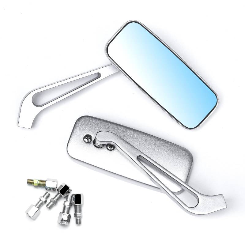 WTZMOTO Motorrad Spiegel Chrom - Motorrad Seitenspiegel für Lenker Dual Sport Spiegel Kompatibel mit Harley Davidson Softail, Sportster, Chopper, Bobber, Touring, Cruiser, Street Bike (Silber) von WTZMOTO