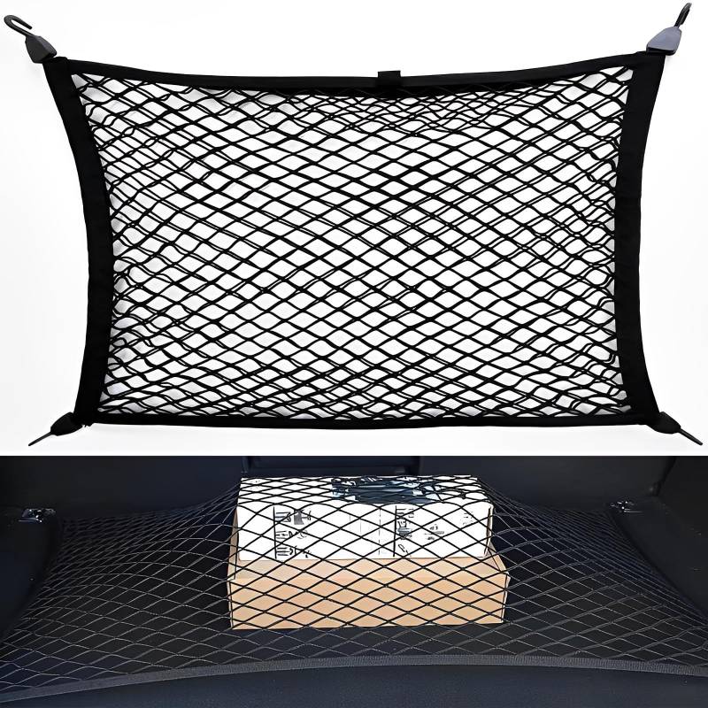 WTZWYFWJ Gepäcknetz Auto, Kofferraumnetz Auto, Gepäcknetz 80x60cm Erstreckt Sich auf 180x120cm, Universal Auto Netz mit 4 massiven Haken, Kofferraum Netz Gepäcknetz Wohnmobil Kofferraum Organizer von WTZWYFWJ