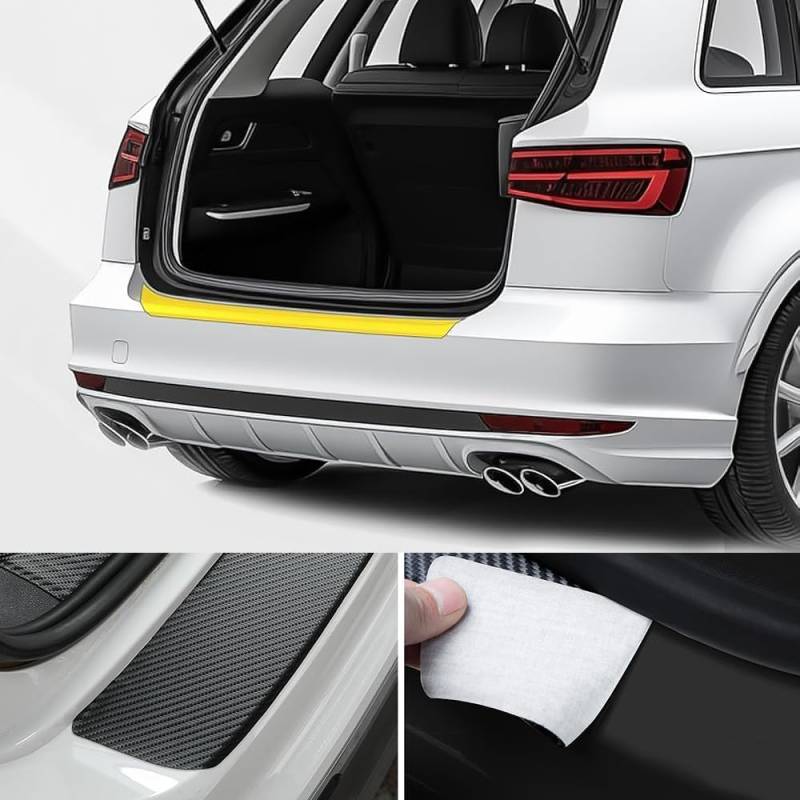Kohlefaser Heckstoßstangen Schutzstreifen für Audi Q4 Q5 Etron 2021 2022 2023, Auto Ladekantenschutz Stoßstangenschutz Kofferraum Schutzbrett Schwarz von WUDIJING