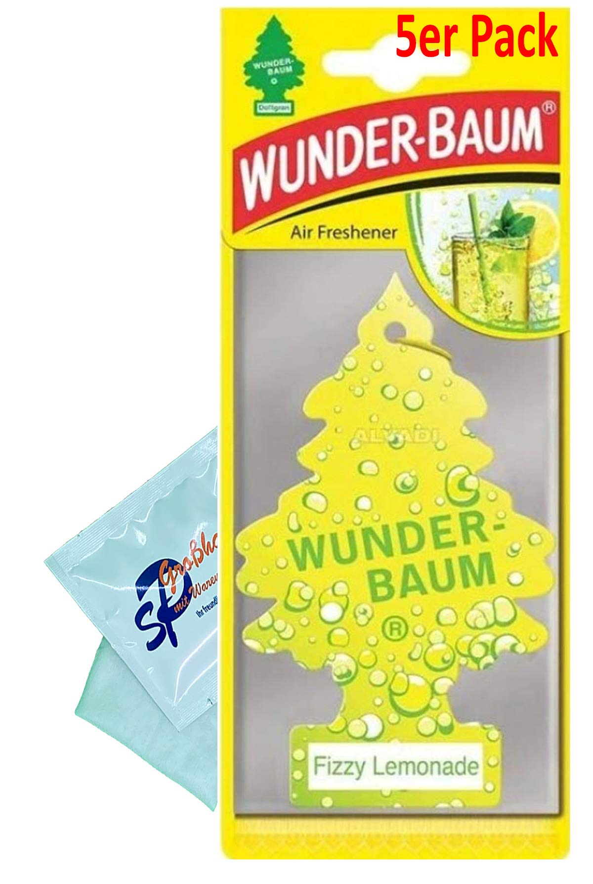 5 Stück Fizzy LimonadeWunder-Baum Lufterfrischer Duftbaum Wunderbaum Original inkl. 2 x Glasreinigungstuch Original von SP Gro0handel 5 Stück Fizzy LimonadeWunder-Baum Lufterfrischer Duftbaum Wunderbaum Original inkl. 2 x Glasreinigungstuch Original von SP Gro0handel von WUNDER-BAUM
