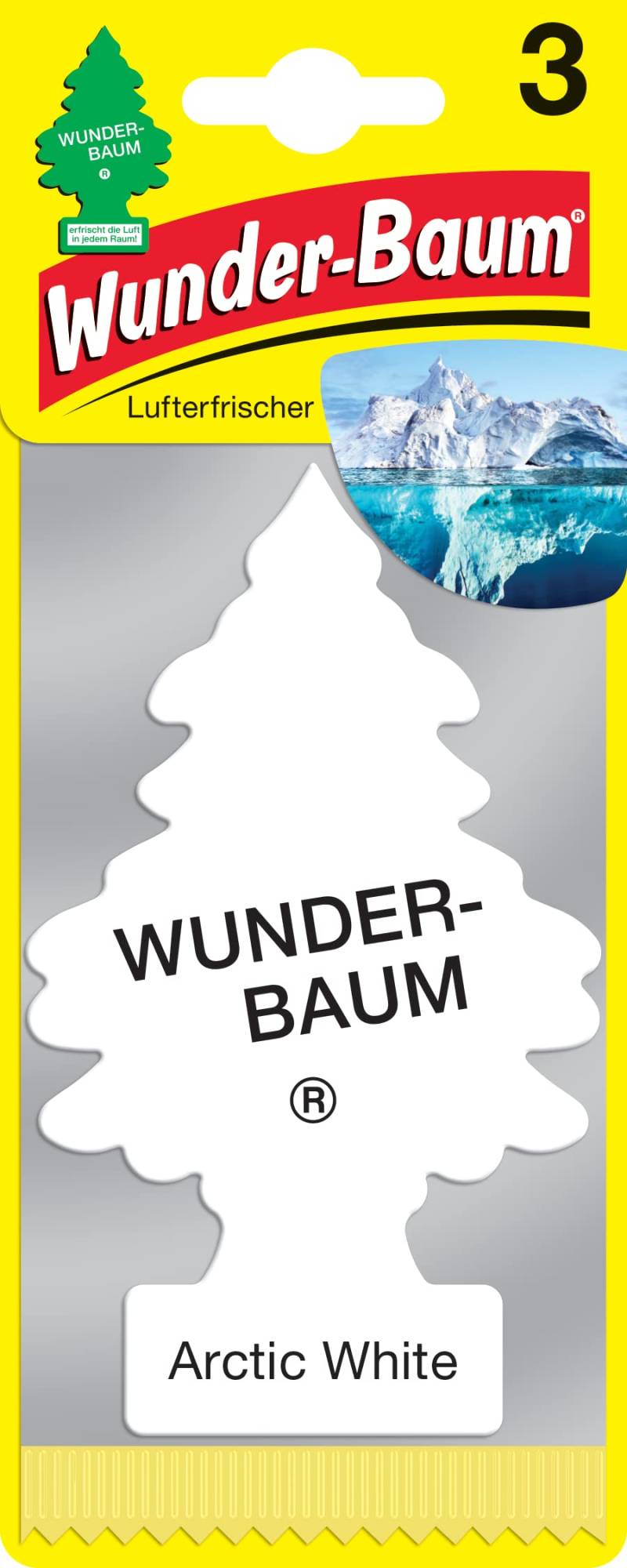 WUNDER-BAUM Auto-Lufterfrischer I Anhänger für langanhaltenden Duft im Auto oder zu Hause I Arctic White, 3 Stück von WUNDER-BAUM
