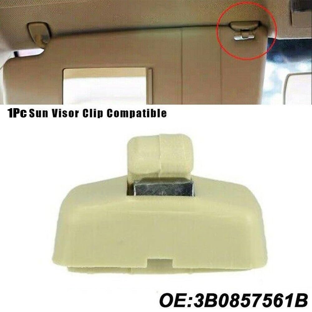 WUPEDI Aufhänger Halterung Clip Sonnenblende Versorgung 1 Stück 3B0857561B Halterung Auto Clip Montage, for Golf, for Passat, Teile Auto-Sonnenblenden-Clip(Beige) von WUPEDI