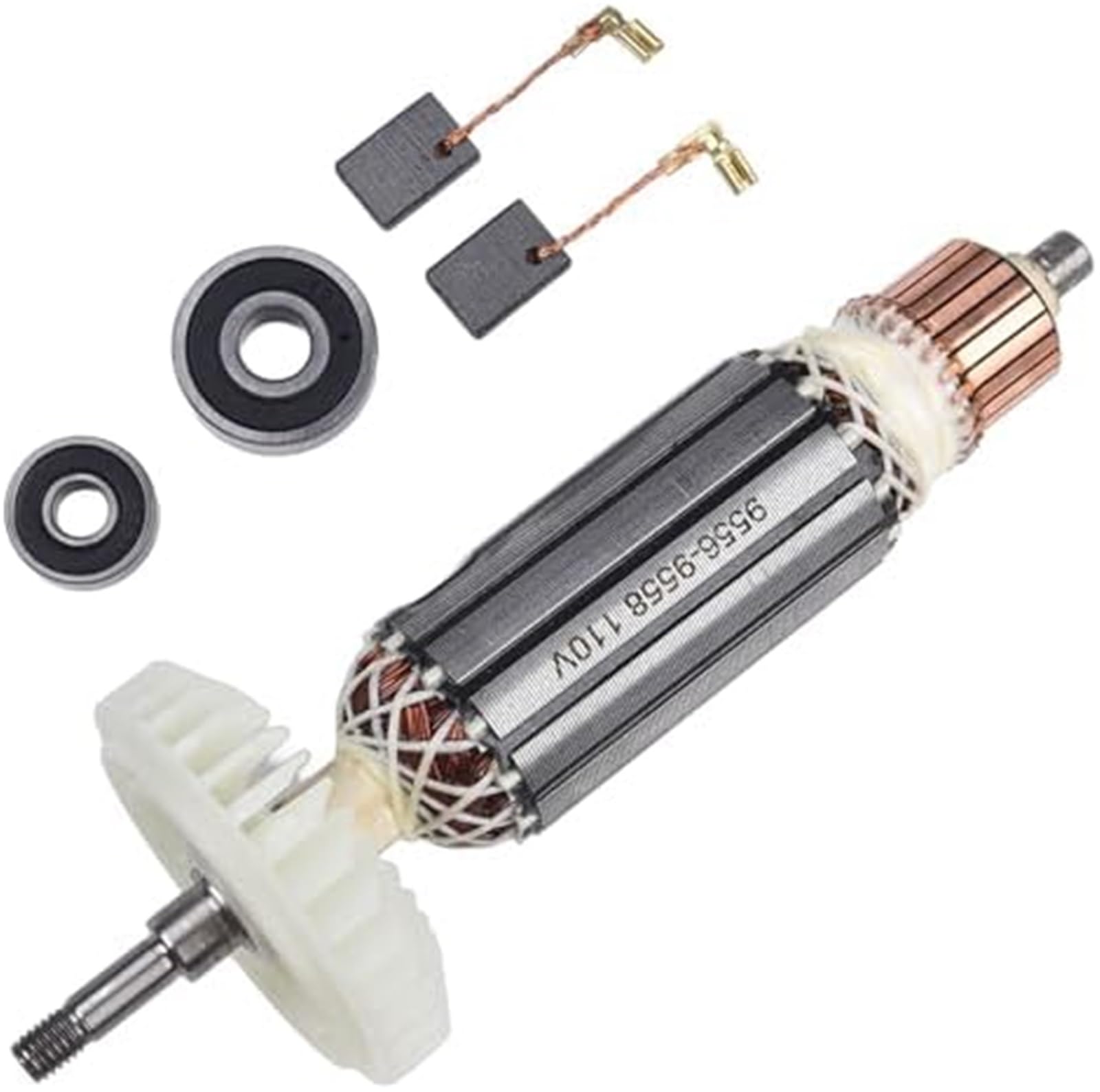 WUPEDI Ersatz for Rotor for Winkelschleifermodelle 9556, 9557, 9558, 9556NB, 9556HN und 9557NB. Enthält Kohlebürsten und Lager (220 V). Gartengerät Anker Rotor(Black 110V) von WUPEDI