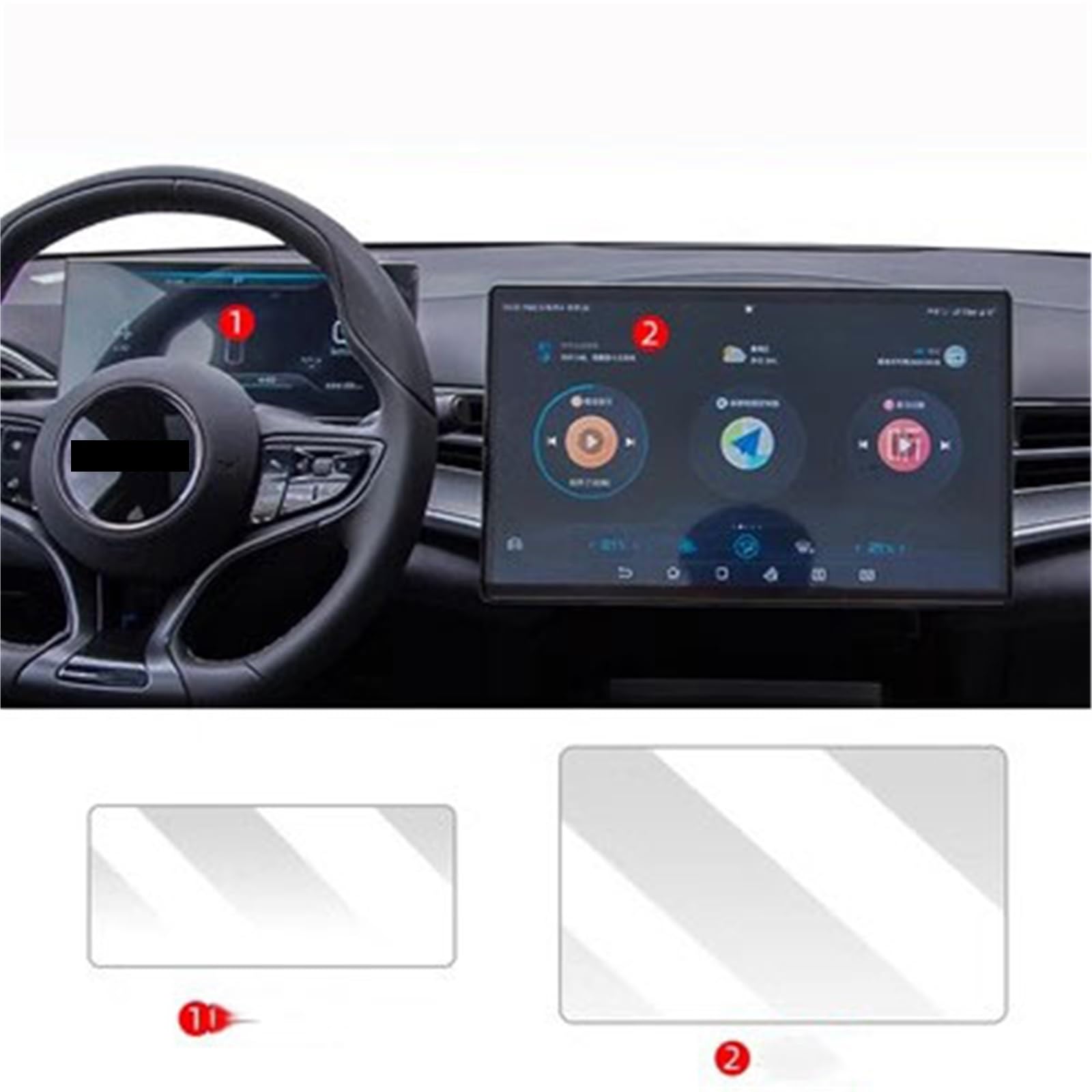 WUPEDI Schutzfolie aus gehärtetem Glas for BYD, Seal 15,6 Zoll 2023, Auto-GPS-Navigation, Schutzfolie for LCD-Bildschirm, Montage der kratzfesten Folie Auto Displayschutzfolie(GPS and Dashboard) von WUPEDI
