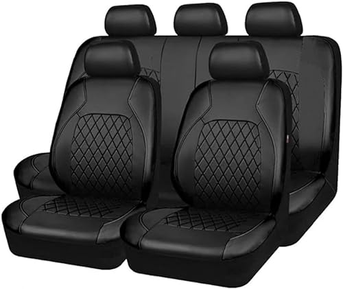 WURF 9 Stück Leder Auto Sitzbezüge Set für Audi A8 D3 / 4E 2002-2005, Rutschfester Langlebig Sitzschoner Auto Innenraum Zubehör,A/Black von WURF