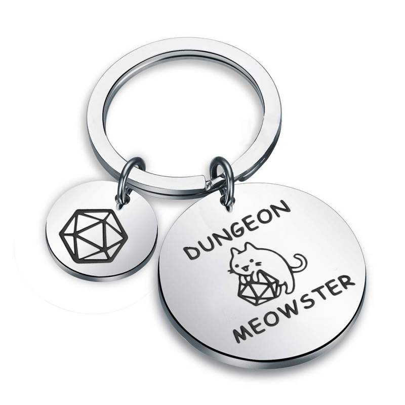 WUSUANED D Meowster Schlüsselanhänger D und Katze RPG Geschenk Lustiges Gamer Katzenliebhaber Geschenk für Gaming-Fans, D Meowster Schlüsselanhänger, Modern von WUSUANED