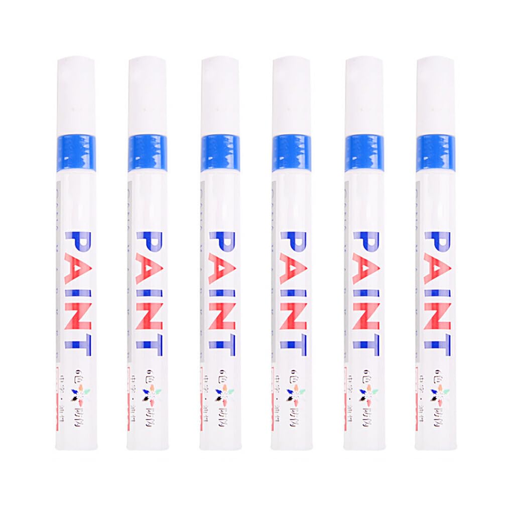 WUUISDNX 6 Stück einfach zu markierende Stifte für Reifen, schnell trocknend und kein Verblassen, wasserdichter Kunststoff Reifenlack Markierungsstift Set, Autolackstift, Blau WUUISDNX 6 Stück einfach zu markierende Stifte für Reifen, schnell trocknend und kein Verblassen, wasserdichter Kunststoff Reifenlack Markierungsstift Set, Autolackstift, Blau von WUUISDNX
