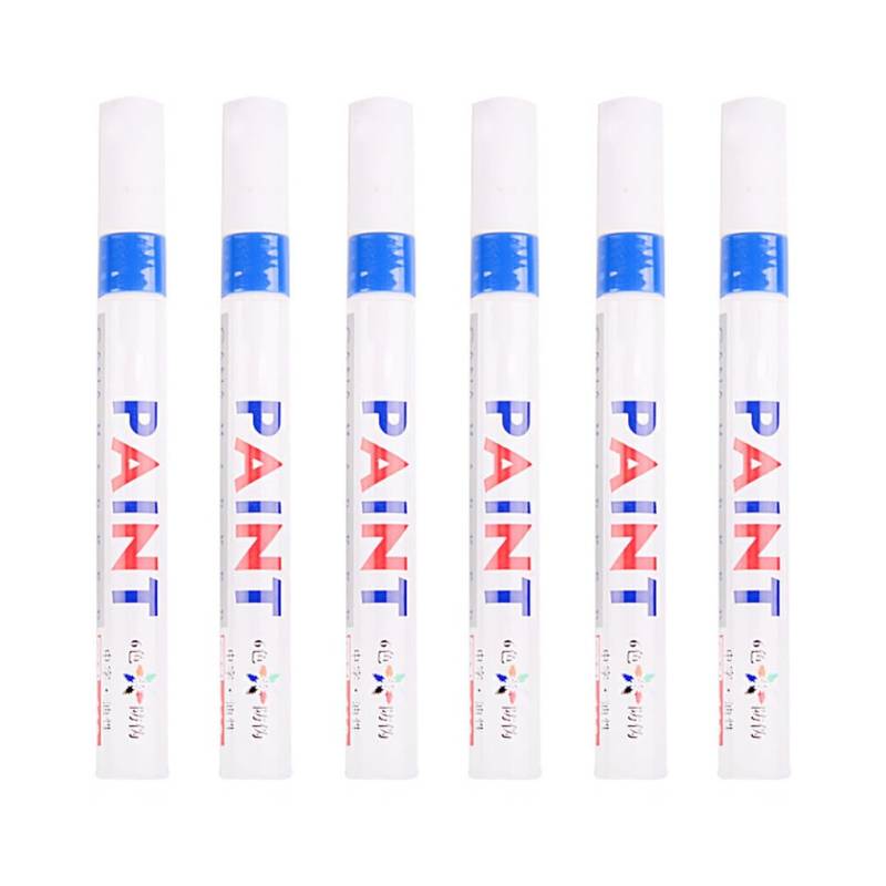 WUUISDNX 6 Stück einfach zu markierende Stifte für Reifen, schnell trocknend und kein Verblassen, wasserdichter Kunststoff Reifenlack Markierungsstift Set, Autolackstift, Blau von WUUISDNX