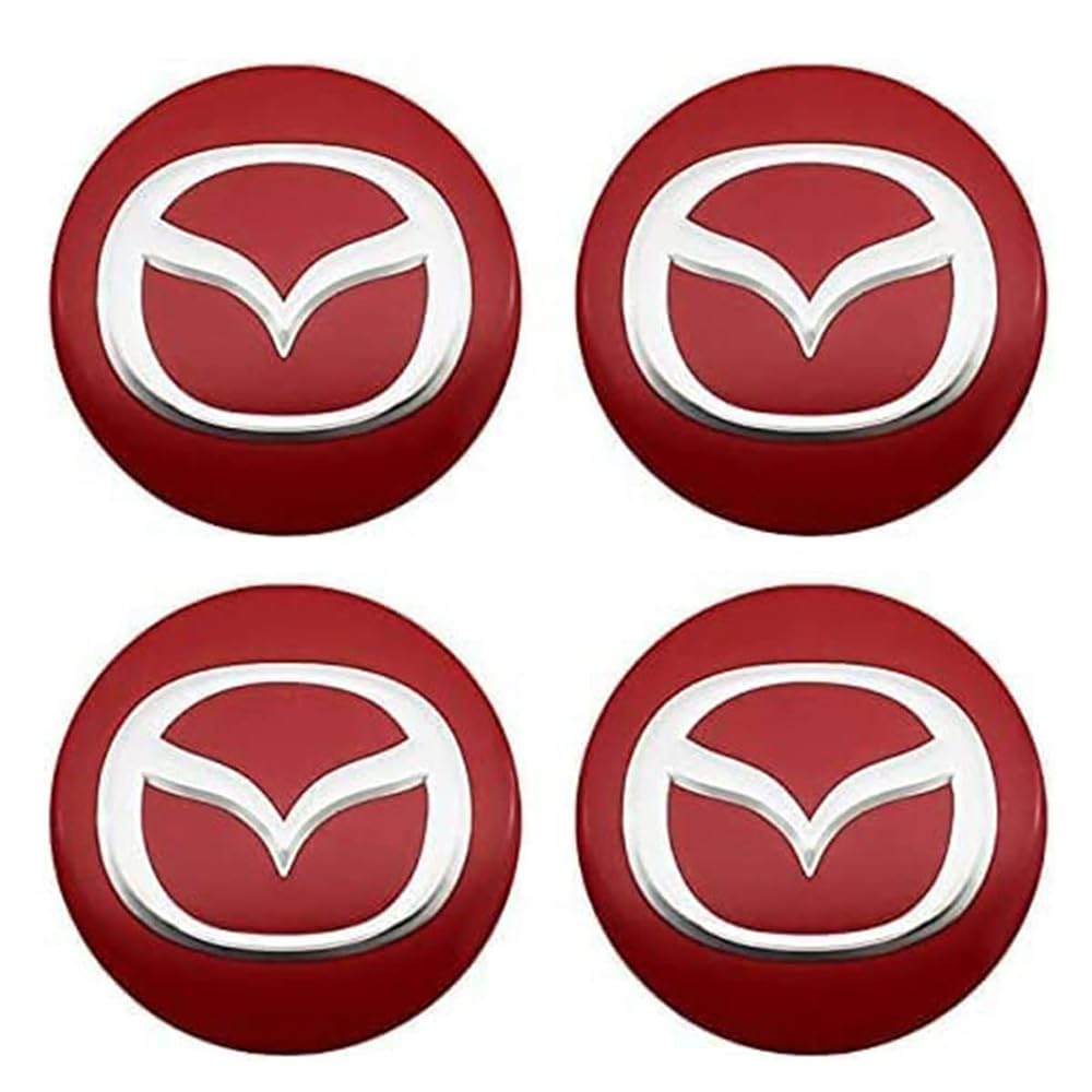 4 Stück Auto Nabenkappen Aufkleber, für Mazda 3/5/6/CX-3/CX-5/CX-7/CX-9 MX3 MX5 MX30 CX30 RX8, 56mm Radmitten-Nabenkappen Wasserdicht und rostfrei Auto Modellieren Aufkleber,B von WUURAA