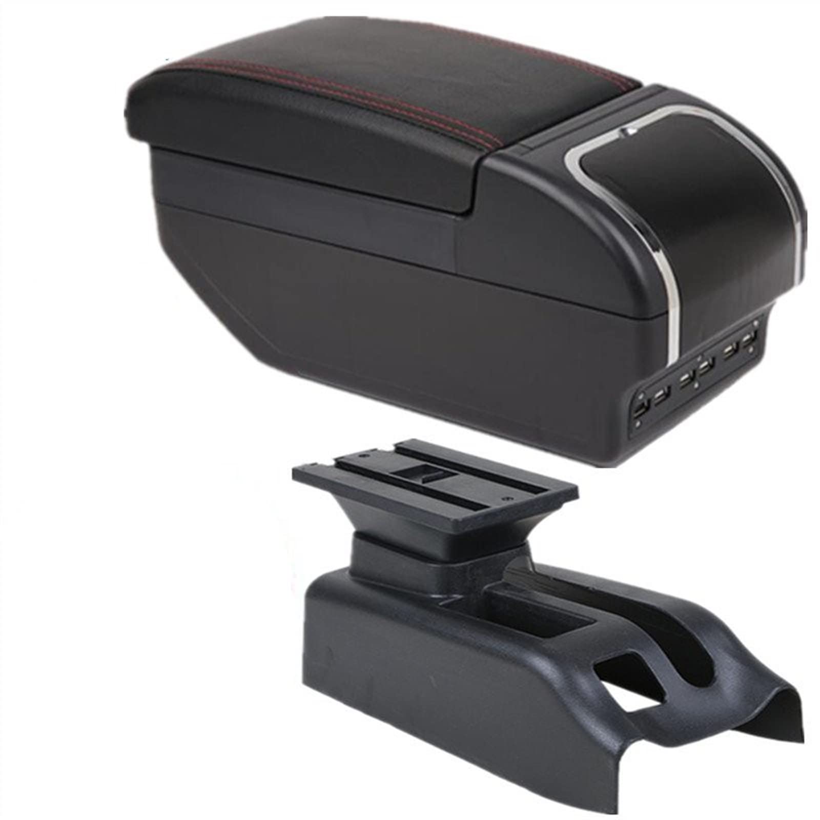 WUYDKEL Auto Armlehnenbox Kompatibel Mit VW Für Golf 4 MK4 IV 1999 2000 2001 2002 2003 2004 Auto Mittelkonsole Handlauf Box Armlehne Organizer Zubehör(Black red) von WUYDKEL