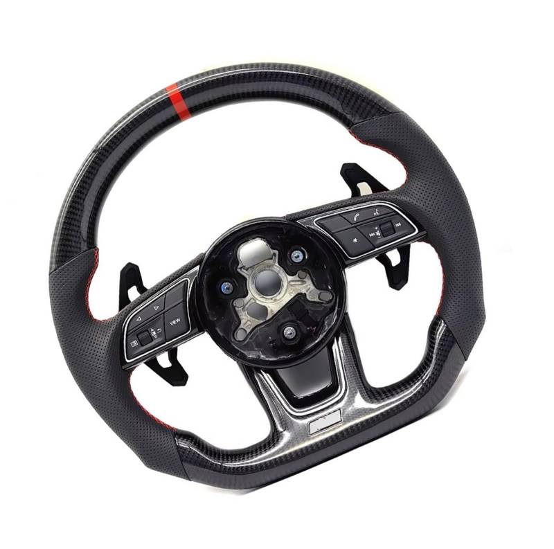 WUYDKEL Lenkrad Auto Kompatibel Mit Für A4 B9, Ersatz-Lenkrad Aus Kohlefaser Mit Multifunktionalen Tasten Und Paddeln, Auto-Innenausstattung(RS Logo) von WUYDKEL