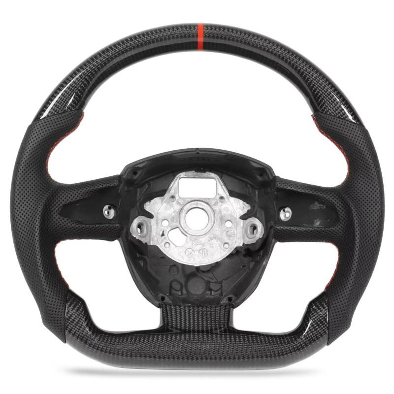 WUYDKEL Lenkrad Auto Kompatibel Mit Für A4 S4 A5 S5 RS5 B8 Vorfacelift 2009 2010 2011 2012 Carbonfaser-Lenkradbaugruppe Rote Nähte Autozubehör von WUYDKEL